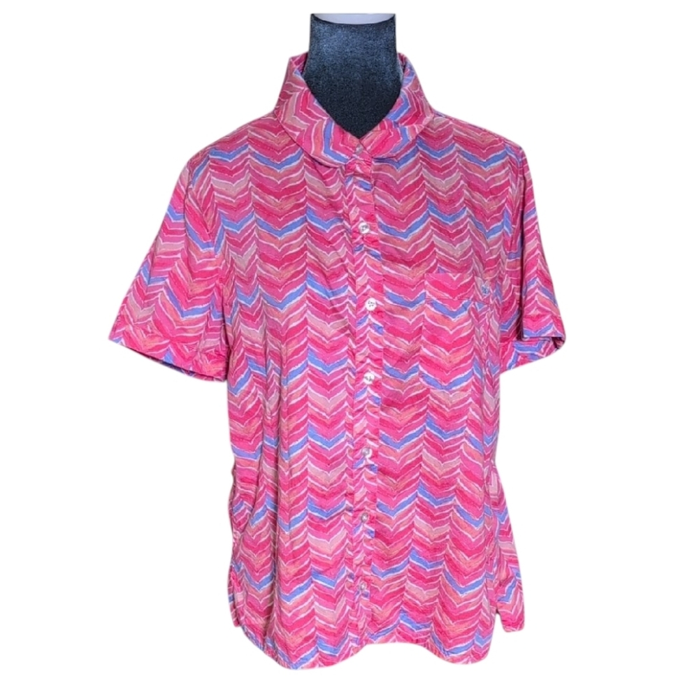 Vineyard Vines Pink & Purple Button Up Pajama Top Size Med